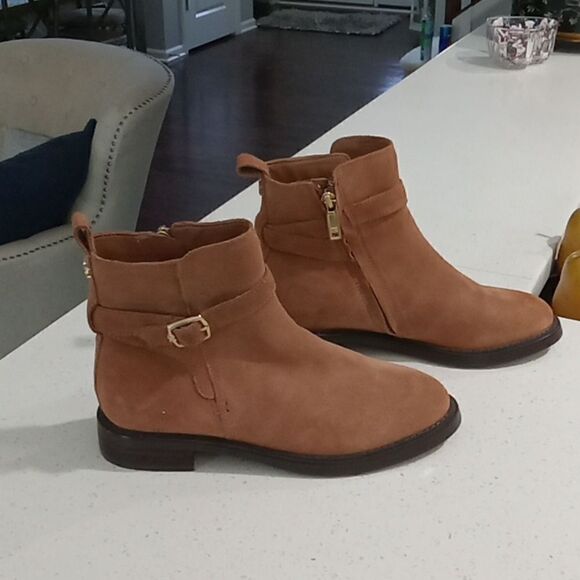 Sam Edelman Nolynn saddle brown suede buckled 1 1/4" heel bootie. Size 5 NWT - Picture 5 of 9